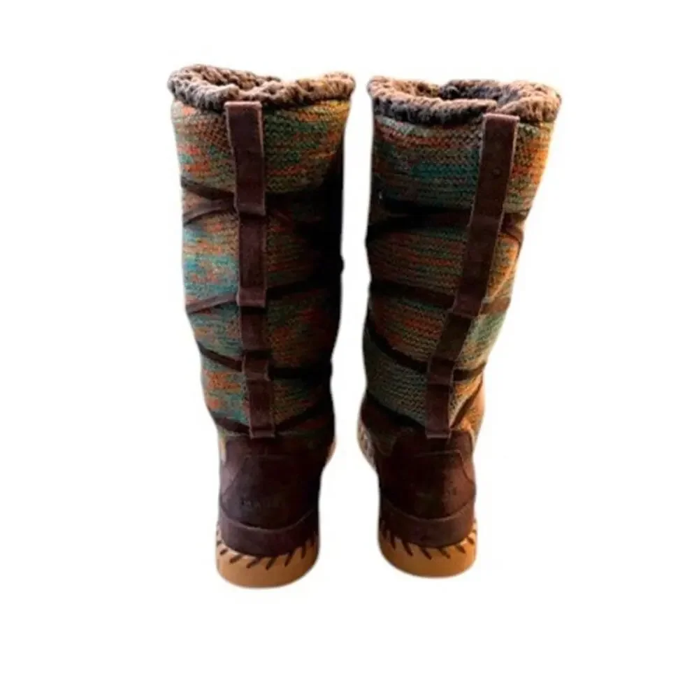 Muk Luks Flexi New York Tall Boots Women’s 9 Chocolate Suede Faux Fur